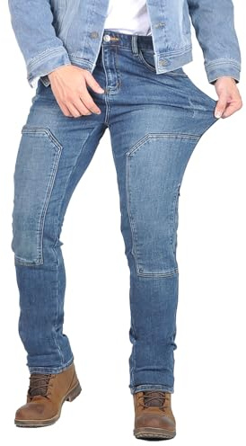 Pantalones Moto Hombre, Vaqueros Moto Stretch, Cintura Elástica y Diseño Transpirable para Uso Urbano
