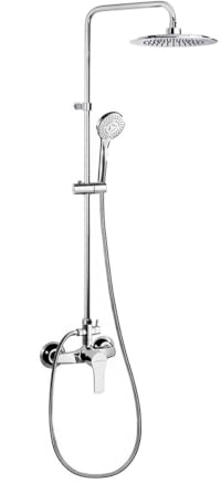 Ramon Soler Titanium - Conjunto ducha monomando con rociador redondo ABS y teleducha, 3 funciones, Sin acabado, Cromo