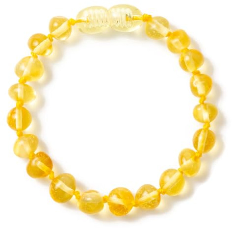 Armband/Ankelband av baltisk bärnsten - 20cm - Lemon - Knutna mellan pärlor