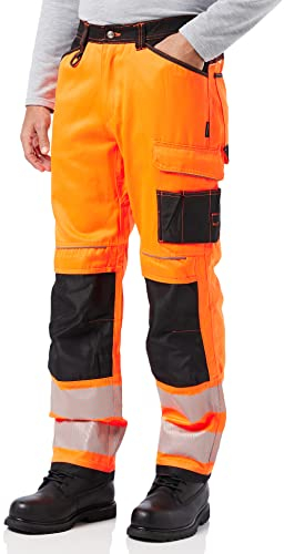Portwest PW340OBR34 Pantalon de Travail Haute visibilité Orange/Noir Taille 34