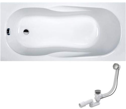 VBChome Badewanne Rechteck Acryl 160x70 Füße Ablaufgarnitur