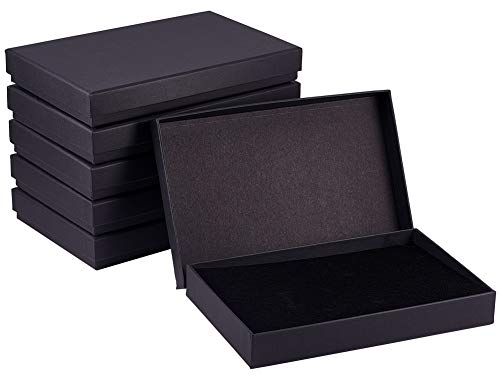 BENECREAT 6 Pack Confezione Regalo per Collana Nera 20x13x3cm Scatole per Gioielli in Cartone Rettangolari Scatola di Carta Kraft con Spugna per Collana, Orecchino