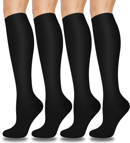 Aoliks Black Compression Socks for Women & Men 15-20 mmHg