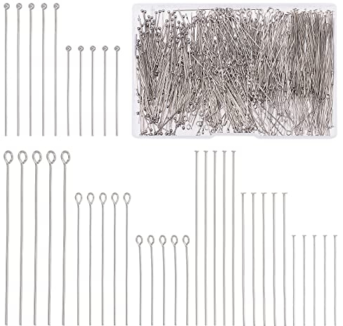 PandaHall 800 Stück Offene Ösenstifte Flachkopfstifte 304 Edelstahl Schmuckherstellungsstifte 30/40/50mm Lange Bastelstifte Für DIY Ohrring Halsketten Anhänger Schmuckherstellung Edelstahl Farbe