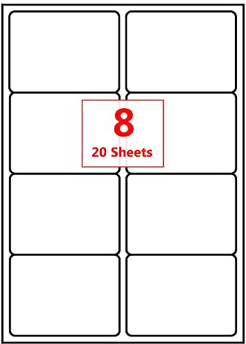 PACK4YA 8 Labels per A4 Sheet, 99.1 x 67.7 mm White Self Adhesive Printable Sticker Sticky Address Shipping Mailing Labels, Compatible with Inkjet and Laser Printers (20 Sheets)