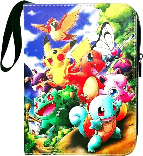 Álbum coleccionista para juguetes y cartas coleccionables con 4 bolsillos por página, 50 páginas y capacidad para 400 cartas - Libro organizador de cartas especialmente para GX, VMAX V, álbum robusto