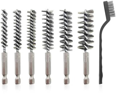 6 cepillos con mango hexagonal, 1 cepillo de alambre, cepillo de limpieza de tuberías de cobre, accesorio de cepillo de alambre, herramienta de cepillo de limpieza