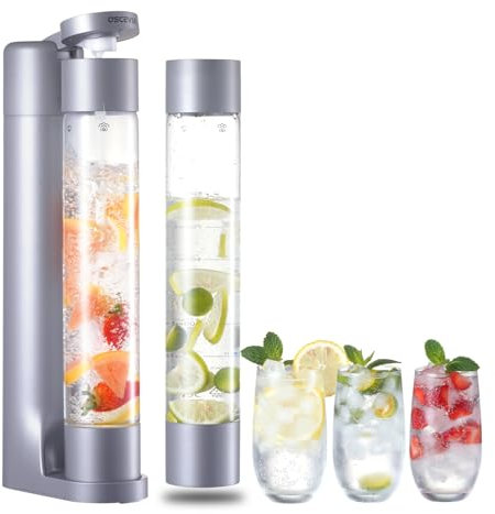 Sparkling Water Maker, Soda Water Infused Fruits Maker for Home, 1L BPA Free Bottle(2 Bottle), Seltzer & Carbonated Beverage Dispenser, Compatible with Screw-in 60L CO2(not included), GY