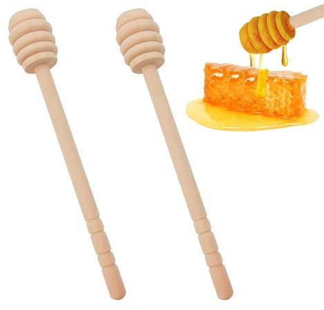 NIYATA 2Pcs Cuillère à Miel en Bois, Cuillère à Miel,15CM Mélangeur Miel Bois,Cuillère Miel Bois Naturel,Convient pour Miel,Marmelade