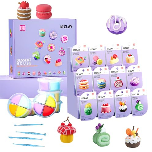 TZQFROCE Plastilina accessori per modellare set per bambini 12 scatole di pasta colorata da modellare con 4 strumenti creativi fai da te giocattoli regali per bambini ragazzi ragazze