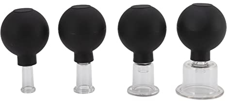 Juego de 4 ventosas faciales, ventosas al vacío con bola de silicona, para cuerpo, cara, pierna, brazo, espalda y hombro, color negro