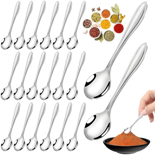 Tianher Cucharas Pequeñas De Acero Inoxidable, 20 Piezas Cucharillas Postre Cucharas De Café Espresso Tamaño Mini 9Cm Para Tarros De Especias Café Miel (Plateado)