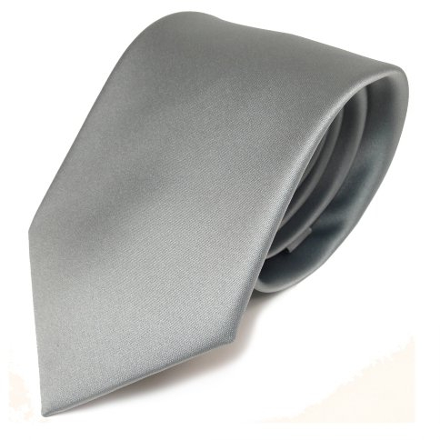 TigerTie Herren Krawatte – Klassische 8 cm Satin-Krawatte in grau hellgrau silber einfarbigem Design, ideal für Geschäftstermine, festliche Anlässe und die Freizeit