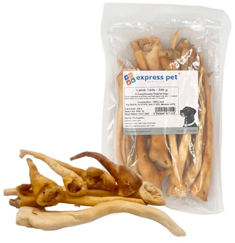 Express Pet Supplies Bolsa de 1 kg con Colas de Cordero hipoalergénico 100% Natural para Masticar premios