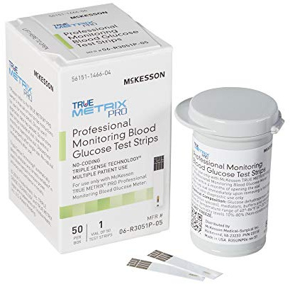 McKesson True METRIX Blood Glucose Test Strips for Diabetes [50 Strips] Professional Monitoring System, Multiple Patient Use