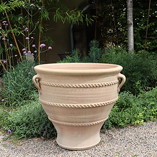 Pot de fleurs en terre cuite 60 cm – Pot de fleurs robuste pour jardin et balcon – Résistant aux intempéries, en terre cuite de qualité supérieure, avec trou de drainage – Jardinière d'extérieur