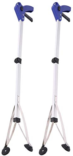 VILLCASE 2 Piezas Recogedor de Basura Plegable Recogedor de Herramienta de Recogida Extensor de Brazo Largo para Jardín Doméstico Aire Mango de Agarre Cómodo (Azul)