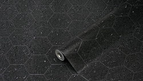d-c-fix Ceramics Wall Covering - Wall Wallpaper Tile Wallpaper Tile Mirror Wallpaper Design Renovation Upcycling Wall Kitchen Bathroom Bedroom Living Room Laundry Room - Dark Hexagon 67.5 cm x 4 m
