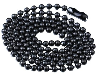 OAKKY 3mm Retro Cadena de Bolas Cadena de Cuentas Collar de Acero Inoxidable para Hombres Mujeres Tire de la Cadenacon Conectores Negro 23.6