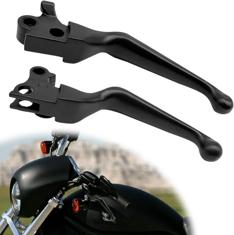 CmeRto 1 Pair Black Motorcycle Hand Levers Brake Clutch Lever Chrome Brake Clutch Handle Compatible with Harley Sportster 883 1200 Dyna Touring Road King Heritage Softail Fat Bob