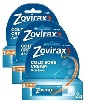 Zovirax Cold Sore Treatment Cream, Pump Dispenser, 2 g (Pack of 3)