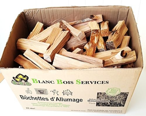 Générique Bois Allumage en Carton d'environ 5 kgs 25 dm3. Carton Recyclable 100% - Bois Origine Bourgogne 100% Feuillus