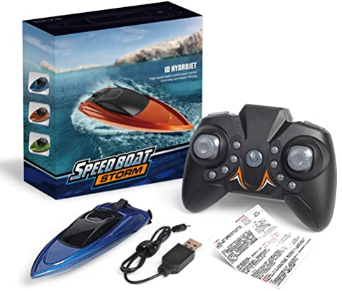 BSTCAR Ferngesteuertes Boot mit wiederaufladbarer Batterie Wasserspielzeug Geschenk Kinder und Erwachsene, Hochgeschwindigkeits 2.4GHz Rennboote RC Boot Pool Teich und See (Blau)
