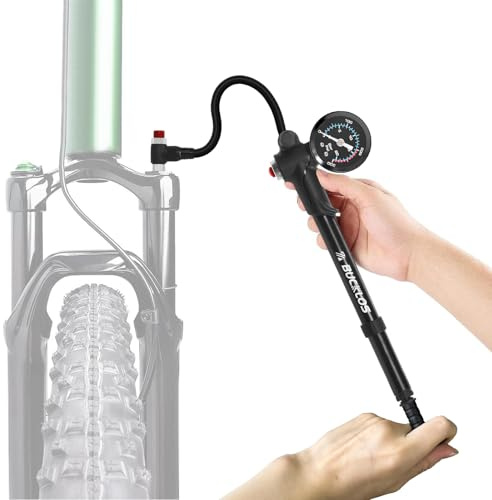 BUCKLOS Bike Shock Pump High Pressure Suspension Fork Pumps Rear Shocks Bicycle Tire Pump 300 Psi Max for Mountain, Road Bikes and Motorcycle Air Front Fork with Gauge No-Loss Schrader Valve Bike Tool