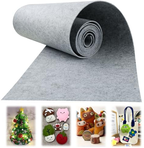 Filzrolle Filzstoff 30 cm×300 cm×3 mm Filzmatte Filz Meterware Hellgrau DIY Filzunterlage Bastelfilz Taschenfilz Filzmatten zum Zuschneiden Dekoration Patchwork Nähen Basteln Handwerken Dekoration