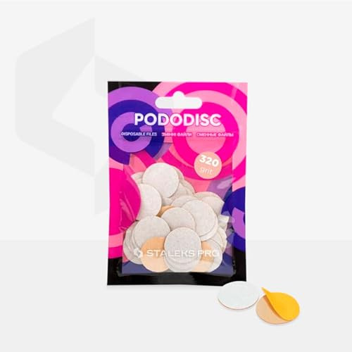 STALEKS PRO Pododiscus 50 Adhesive Abrasive Discs PODODISC L EXPERT 25 mm for Nail Lathe Special Pedicures (#320 Grit)