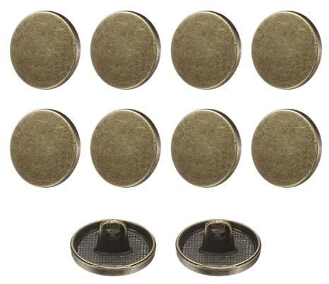 QUARKZMAN Botones Metálicos Redondos Planos, 10Pcs 24L 15mm Bontones de Aleación, Reemplazo para Trajes, Abrigos de Lana, Camisas y Pantalones, Manualidades de Costura, Bronce