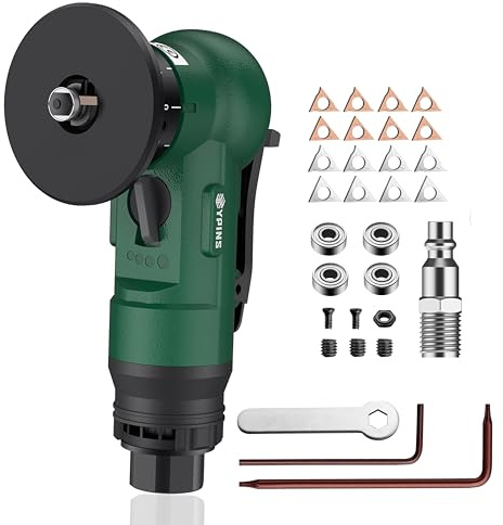 EYPINS Mini outil de chanfrein pneumatique 30 000 tr/min 4 vitesses pour métal, bois, acier, plastique, machine d'ébavurage d'air à 45 degrés avec entrée d'air de 6,35 mm, vert