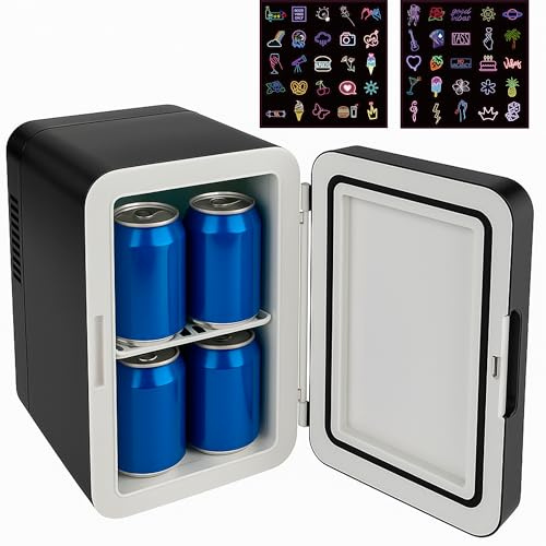 Denver MFR-404B Mini Kühlschrank 4L - tragbarer Minikühlschrank mit Kühl- & Heizfunktion, 230V & 12V - Kosmetik Kühlschrank für Skincare - Getränke & Auto