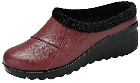cfpqv Pantofole da donna in peluche chiuse, foderate, invernali, pantofole calde, pantofole in pelle, scarpe da passeggio, scarpe da giardino, per interni ed esterni