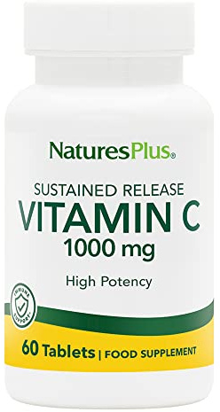 NaturesPlus Vitamin C 1000Mg with Rose HIPS - Immunity, Collagen, Bone, Cartilage Support - High Potency, Sustained Release - Gluten Free, Vegetarian - 60 Tablets