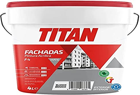PINTURA ACRÍLICA FACHADAS MATE F-4 BLANCO 4l TITAN 125670004