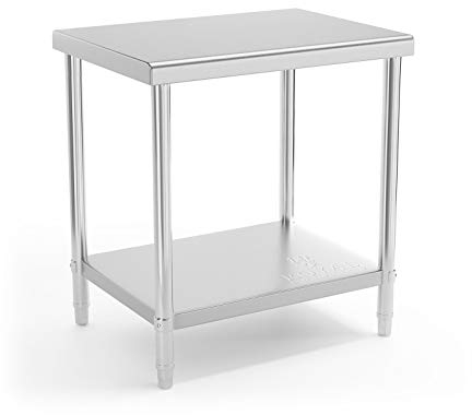 Royal Catering Tavolo Inox Banco da Lavoro Cucina RCAT-80/60-NW (80 x 60 cm, 190 kg, Acciaio Inossidabile)