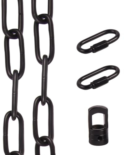 AK Lighting Metal Lighting Chian, Heavy Pendant Lamp Fixture Chain (12,Black)