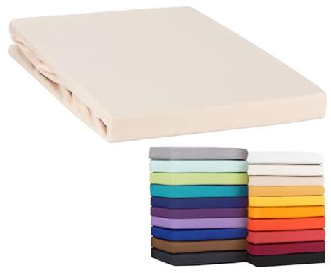 Moon-Classic Topper Spannbettlaken Spannbetttuch 120x200-120x220 cm Jersey aus 100% Baumwolle (Natur)