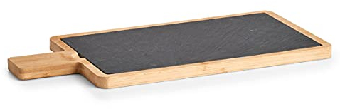 Zeller 24510 Planche à Découper avec Poignée Bambou/Ardoise 40 x 19 x 1,5 cm