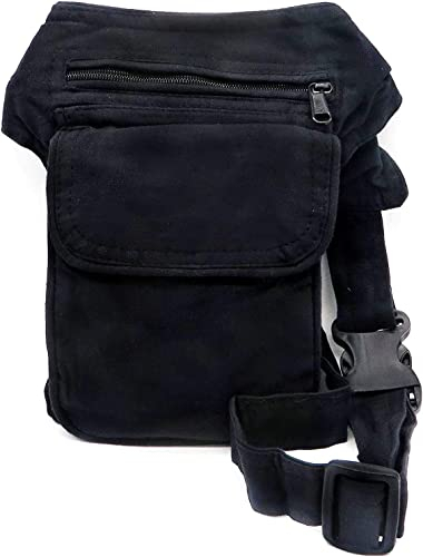 Große schwarze Gürteltasche mit 3 Taschen, Hüfttasche, Hippie-, Hippie-, Rasta Ethnisch, Tribal, Urban, Schwarz , Talla única, Hippie