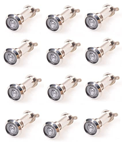 Aqbau® Set 12 x dörrspion med insynsskydd I vidvinkel dörrspion av metall I borrhål Ø 16 mm 200° dörrspionskydd I spion med insynsskydd dörrsäkring 37–60 mm