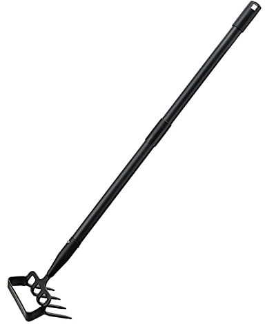 Keloc Jardin houe râteau | Houe et motoculteur à Main avec Long Manche,Houe Jardinage avec râteau pour Le désherbage, la Coupe et l'ameublissement du Sol