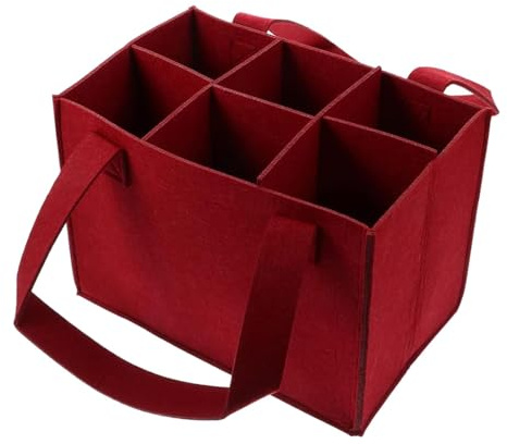 Teksome Flaskpåse för vin, Filtvinflaskhållare - Filtförvaringsväska för 6 | flaskor | Bärbar filtväska med handtag för bröllop, resor, picknick, födelsedag
