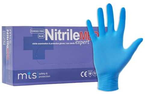 MTS Safety & Protection Einweghandschuhe XL - 100 Stück/Box Nitrilhandschuhe Blau Handschuhe Nitril - Einmalhandschuhe Puderfreie & Latexfreie Gummihandschuhe (XL, Blau, 100 Stück)