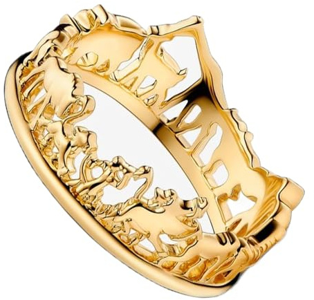 ZURWTCH Fit Women Bracelet Necklaces Fashion Gifts 925 Sterling Silver DIY Jewelry (Gold The Lion King Ring number 8)