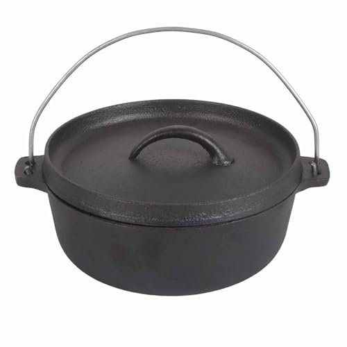 Holländsk Ugn, Gjutjärnscampinggryta, Non-stick Utomhuskokgryta, Mångsidig Förkryddad Gryta Gjutjärnsgryta med Lock Holländsk Ugnsgryta med Lock för Picknickvandringsgrill
