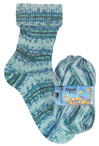 Opal Sockenwolle Aquarell, 4-fädig, 75% Schurwolle Superwash, 425m/100g, Nadelstärke 2-3mm (11535 Unterwasserspektakel)