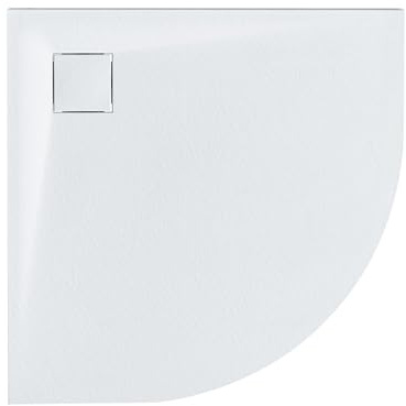 SMC Duschwanne mit Ablaufrinne 90x90 cm halbrund Steinoptik weiß flach Paron