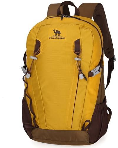 Outplea 30L Mochilas de Senderismo Hombre Mujer, Mochila Trekking Grande, Mochilas de Marcha Ultraligera, Mochila Montaña para Acampada Actividad al Aire Libre Viaje, Amarilla